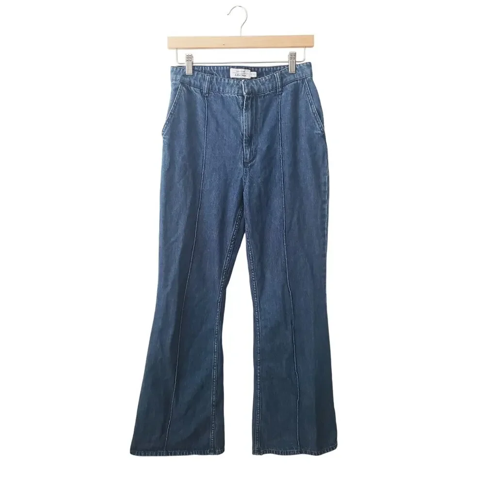 & Other Stories High Rise Flared Pintuck Jeans 100% Cotton Size 6